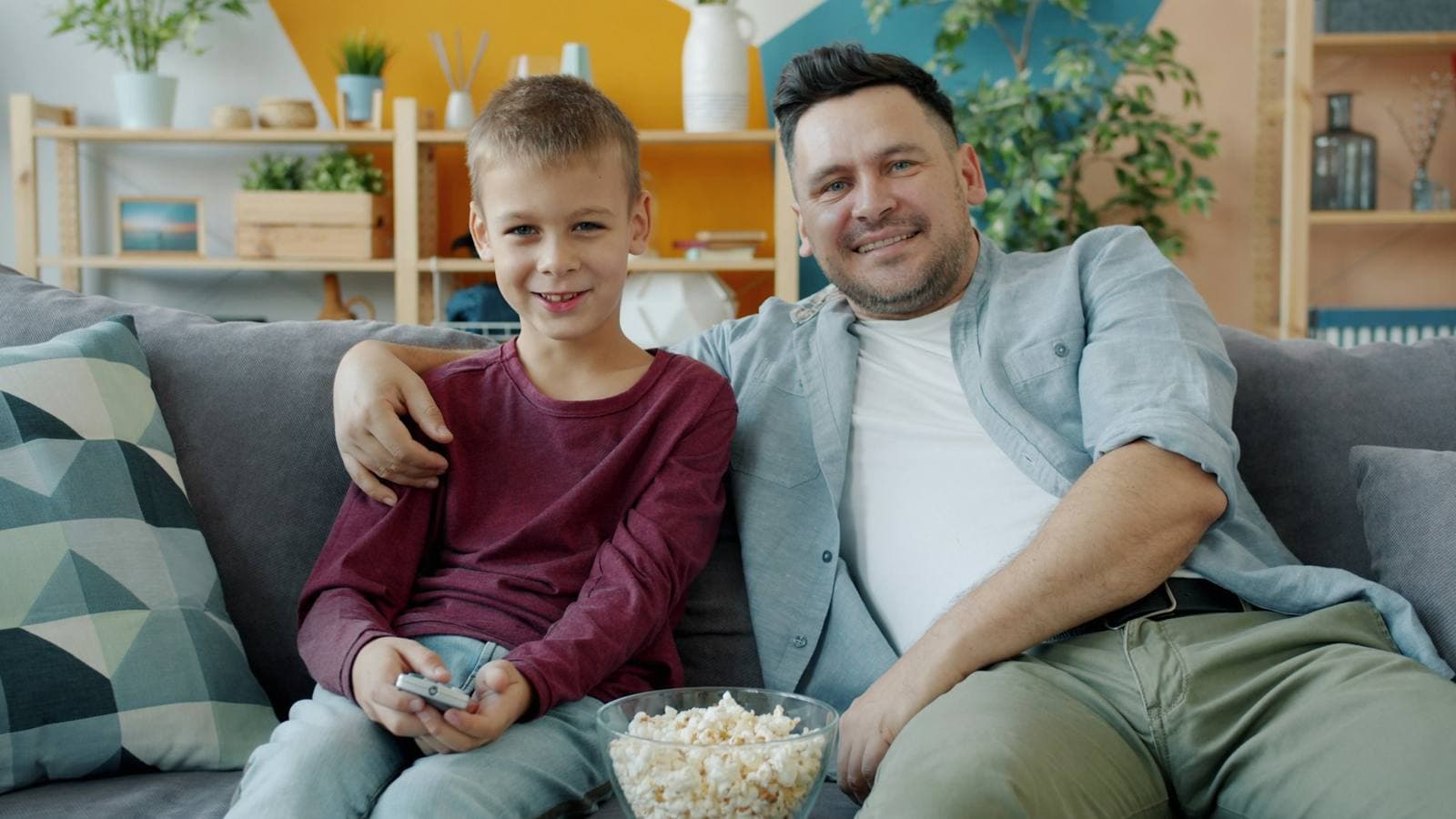 A family relaxing together at home