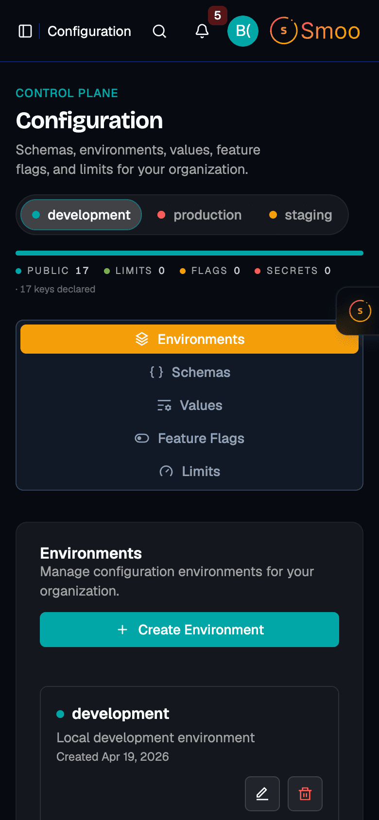 Config Management Console - Mobile