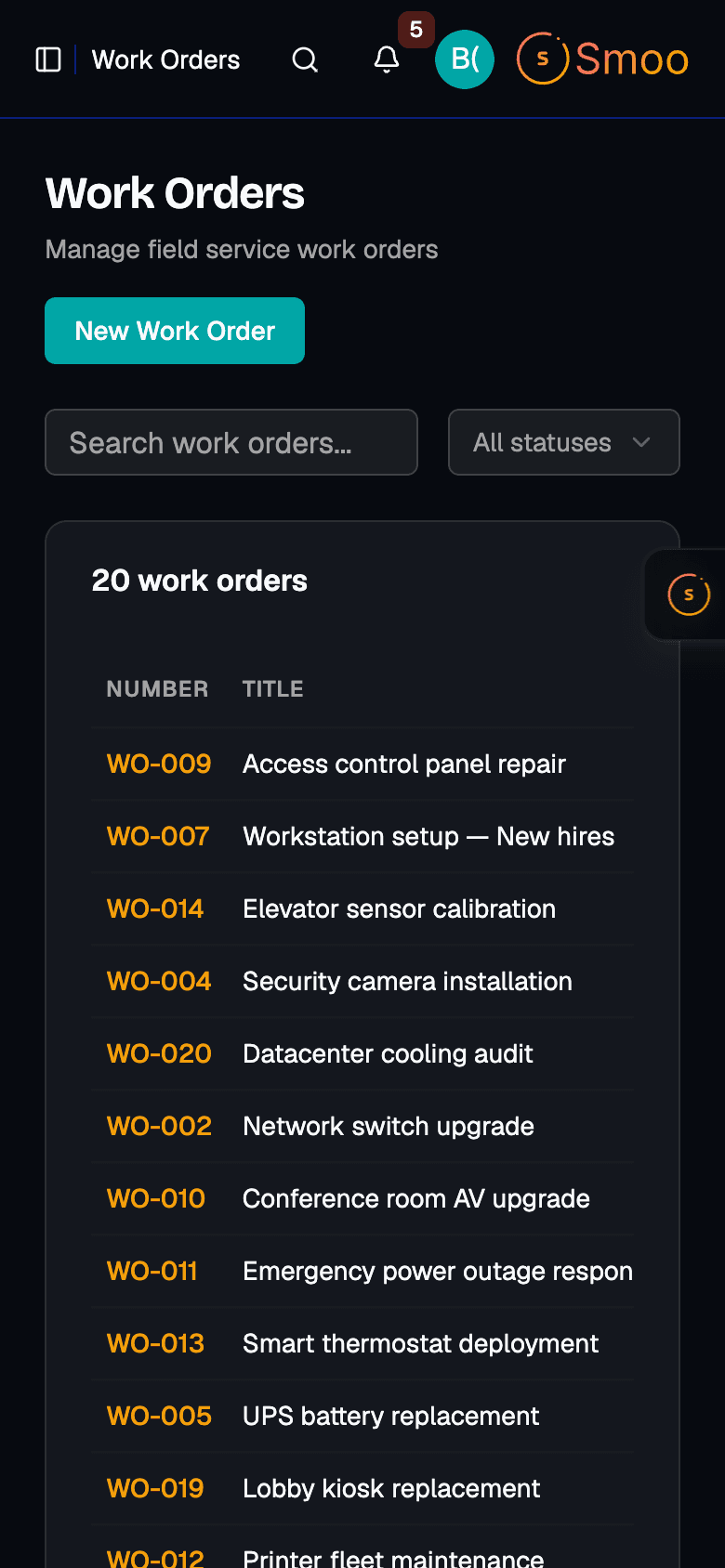 Field Service Dispatch Board - Mobile